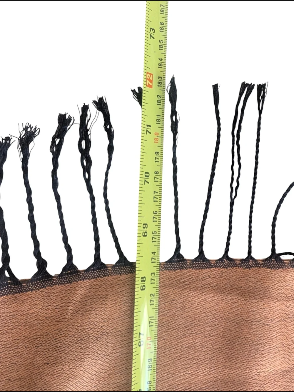 Vintage Italian Pashmina 100% Cashmere Scarf Wrap Brown Terracotta Fringe